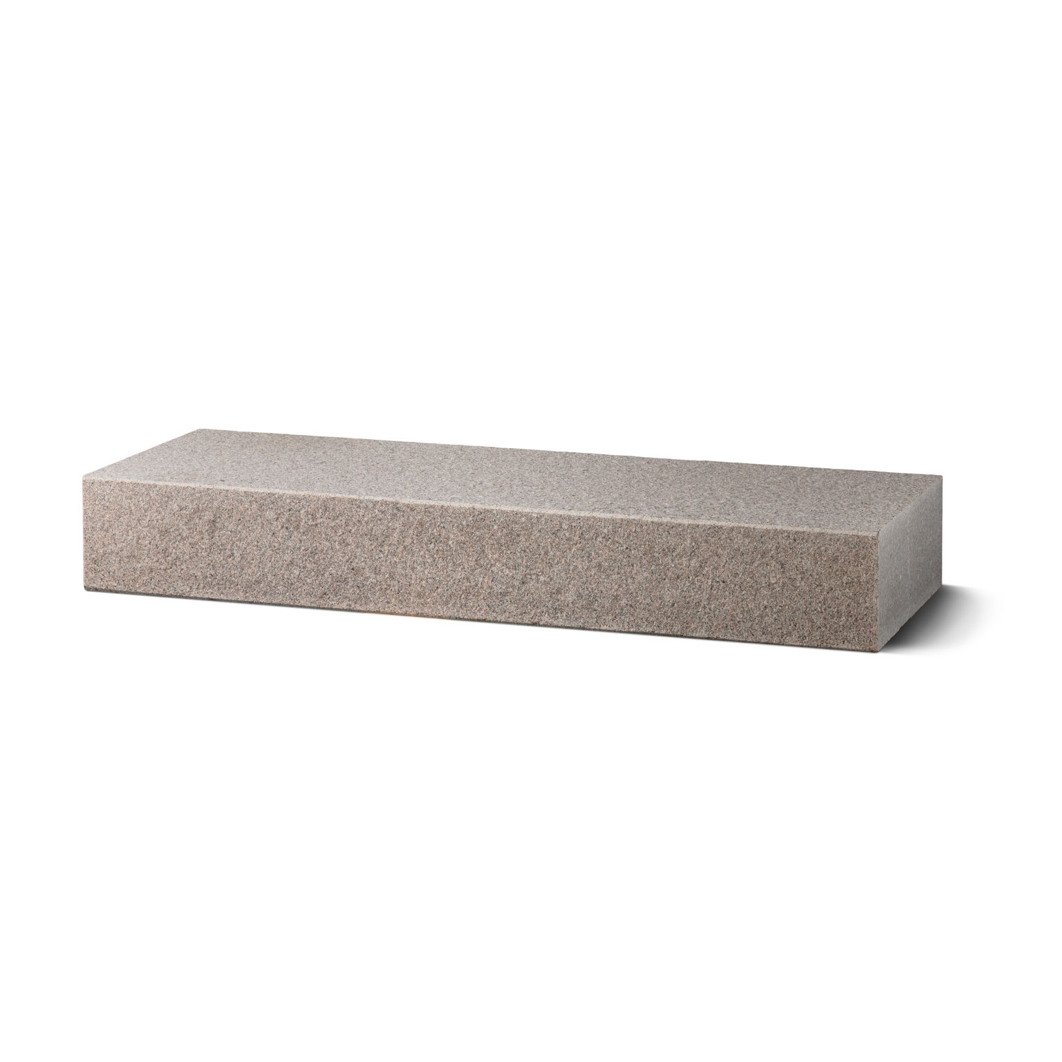 Produktbild på blocksteg i granit med flammad topp och front;i måtten 1500x350x170 mm och i färgen Bohus grå.
