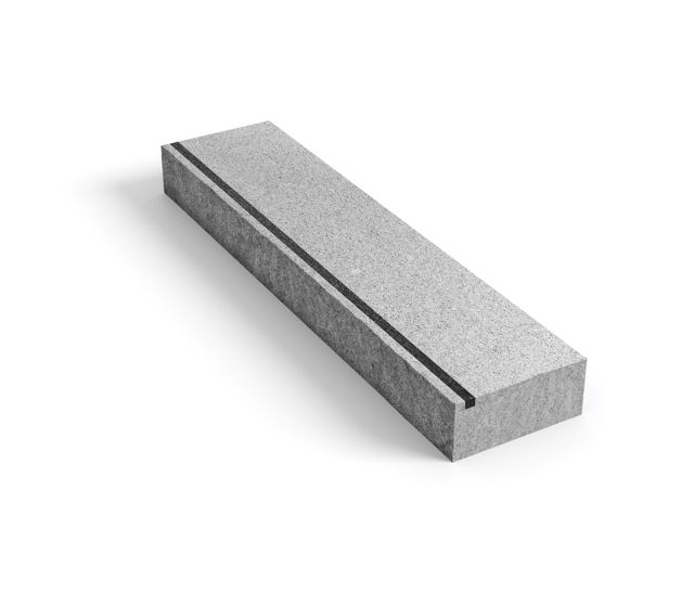 Produktbild på blocksteg i granit med infräst kontrastmarkering;med måtten 1500x350x150 mm i färgen Porto grå.