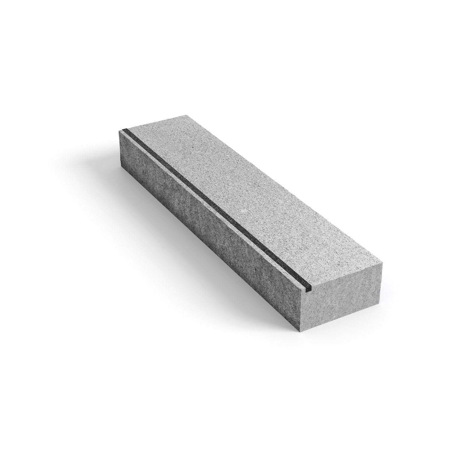 Produktbild på blocksteg i granit med infräst kontrastmarkering;med måtten 1500x350x150 mm i färgen Porto grå