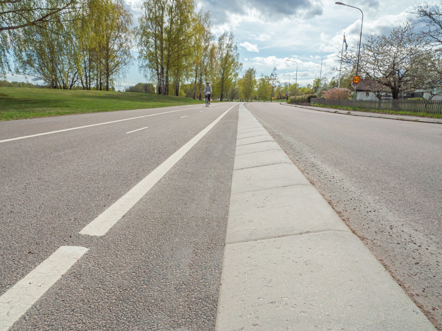 GCM-stöd ramar in cykelledens sträckning jämte fordonsvägen