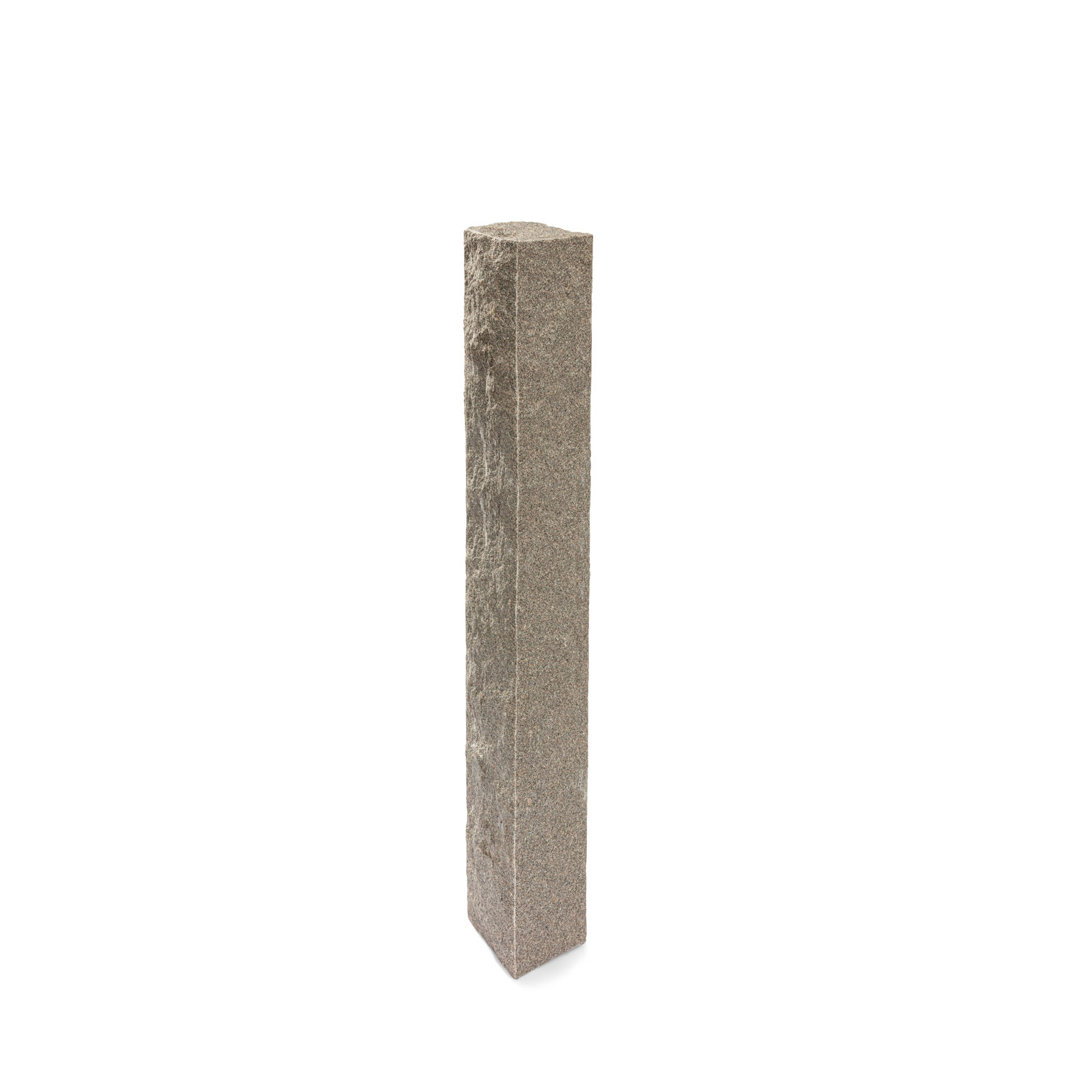 Produktbild på en stolpe i Bohus grå;granit. Stolpen har ett råkilat utförande och mäter 1500x200x200.