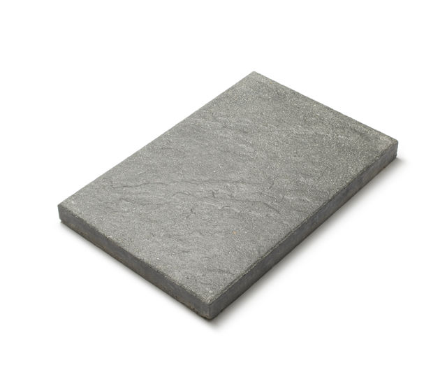 Produktfotografi av den stora rektangulära plattan Gerlo newstyle i formatet 400x600x45 mm i färgen grå/svart