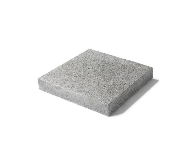 Produktbild på en granithäll med måtten 350x350x60 mm i materialet Porto grå.