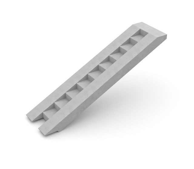 Produktbild på en blocktrappa med ramp för hjul;exempelvis barnvagnar. Trappan har tio steg och är 900 mm bred.