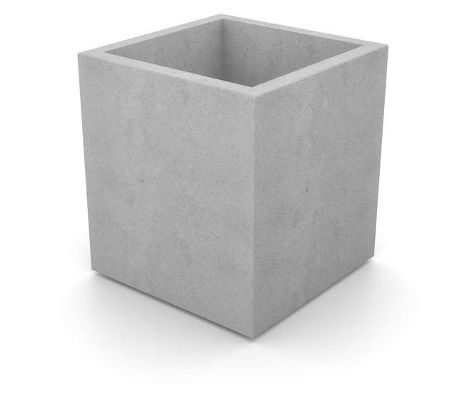 Fyrkantig betongkruka i naturgrå färg