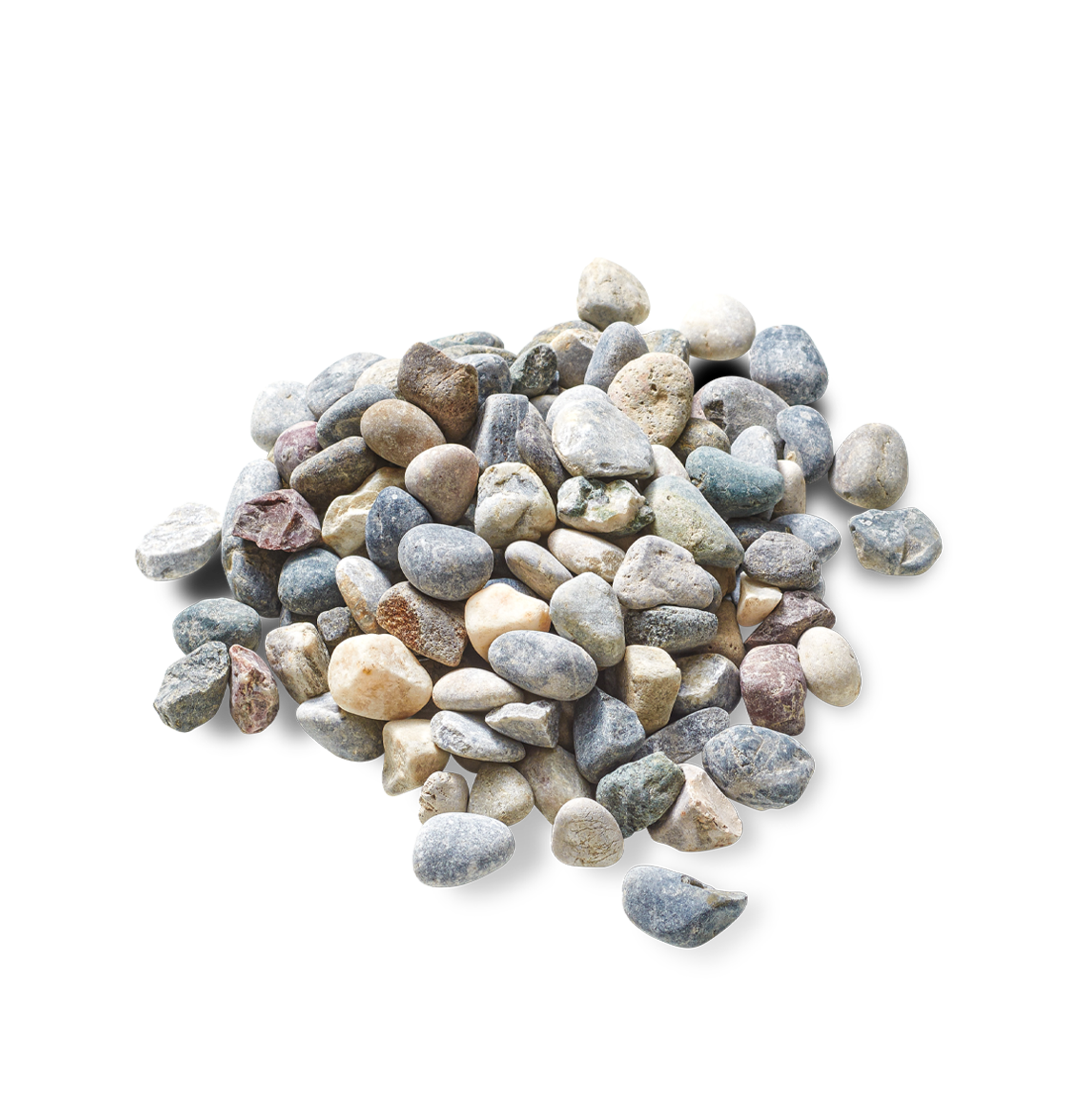 Flerfärgad pastelltonad dekorsten till trädgård och rabatter